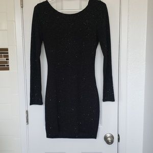 Black long sleeved bodycon dress
